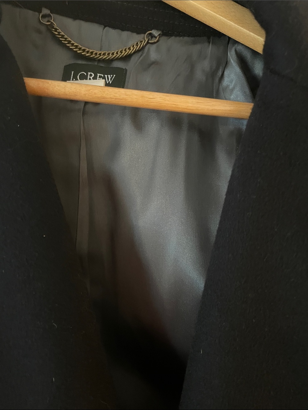 J. Crew Black Wool Coat with Chain Hanger Detail - Picture 2 of 4